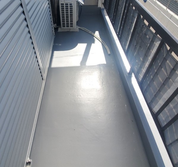 ベランダ防水工事が完了　ウレタン防水